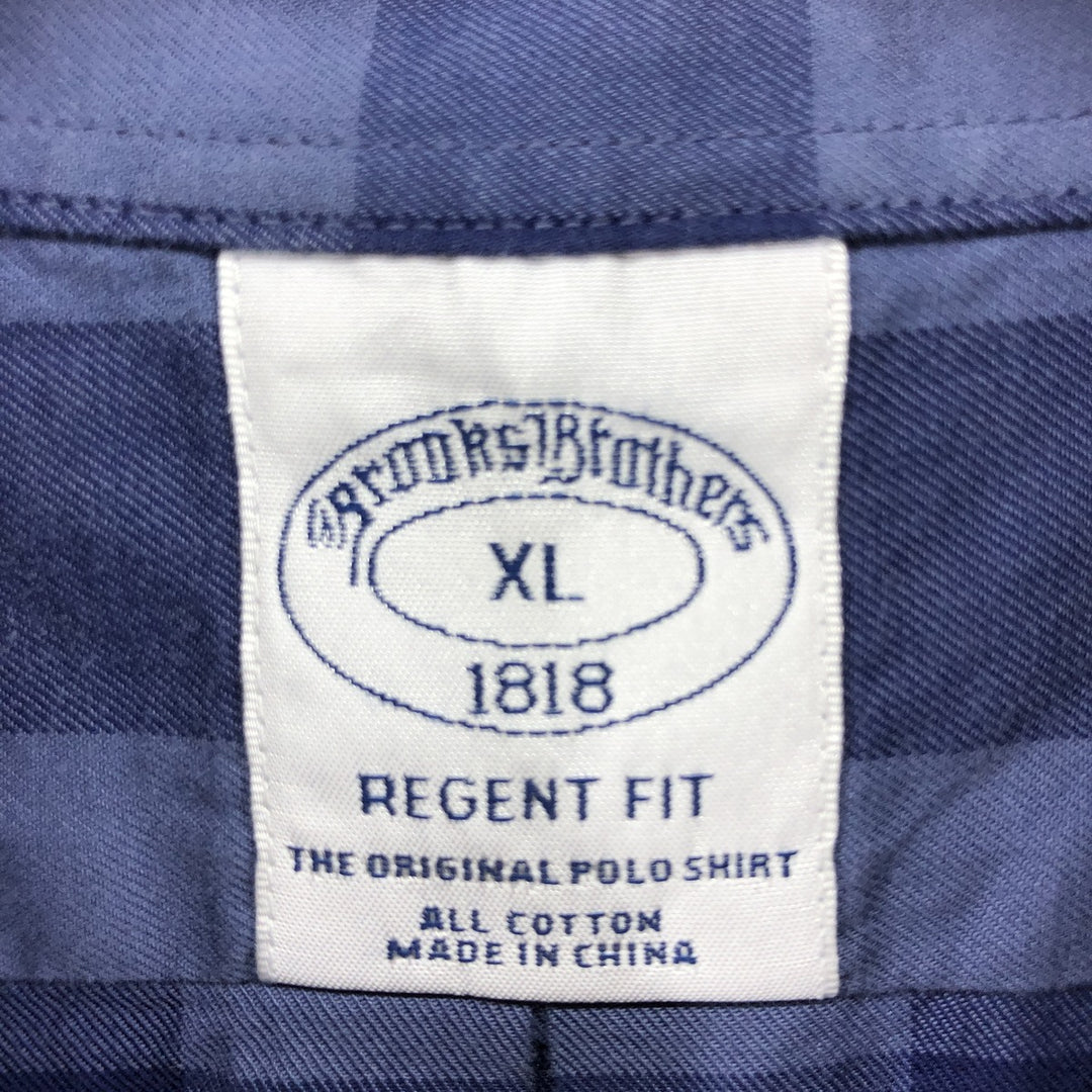 Brooks Brothers 1818 REGENT FIT Long Sleeve Button-Down Check Shirt Men's XL cotton navy blue type Vintage Second Hand