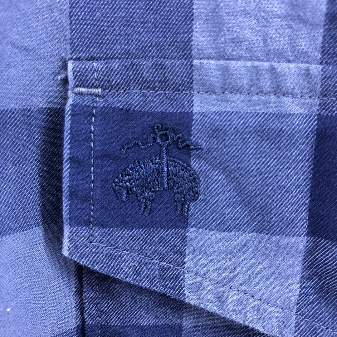 Brooks Brothers 1818 REGENT FIT Long Sleeve Button-Down Check Shirt Men's XL cotton navy blue type Vintage Second Hand