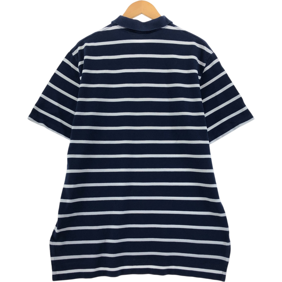 Ralph Lauren POLO by Ralph Lauren short sleeve striped polo shirt, men's XL size cotton navy blue type Vintage Second Hand