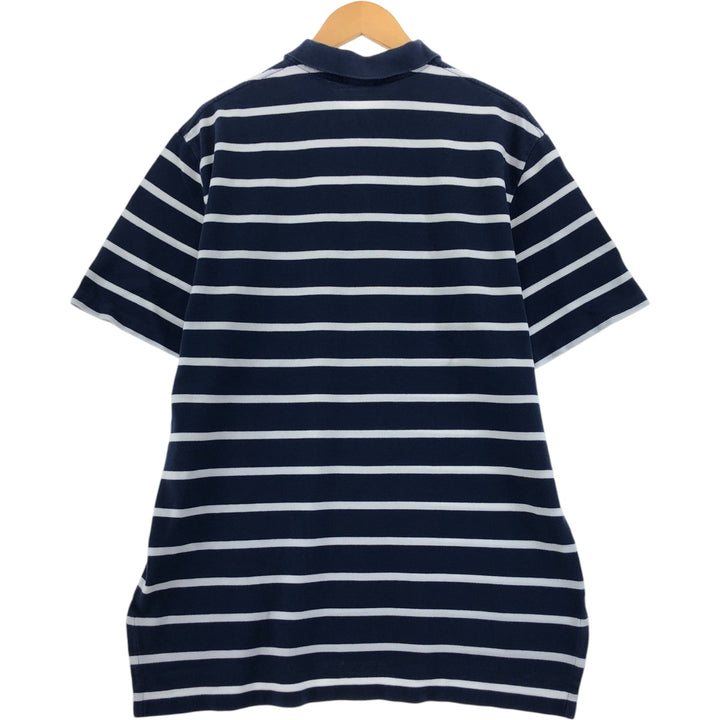 Ralph Lauren POLO by Ralph Lauren short sleeve striped polo shirt, men's XL size cotton navy blue type Vintage Second Hand