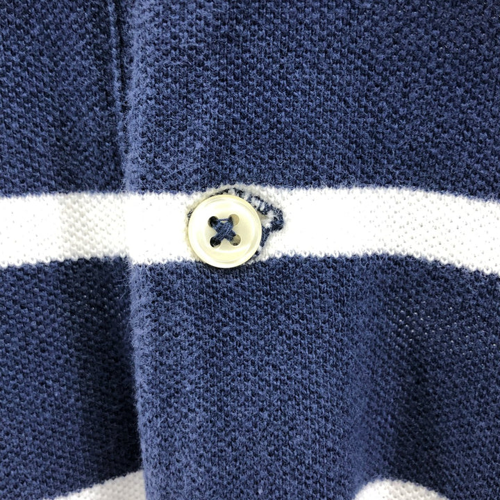 Ralph Lauren POLO by Ralph Lauren short sleeve striped polo shirt, men's XL size cotton navy blue type Vintage Second Hand