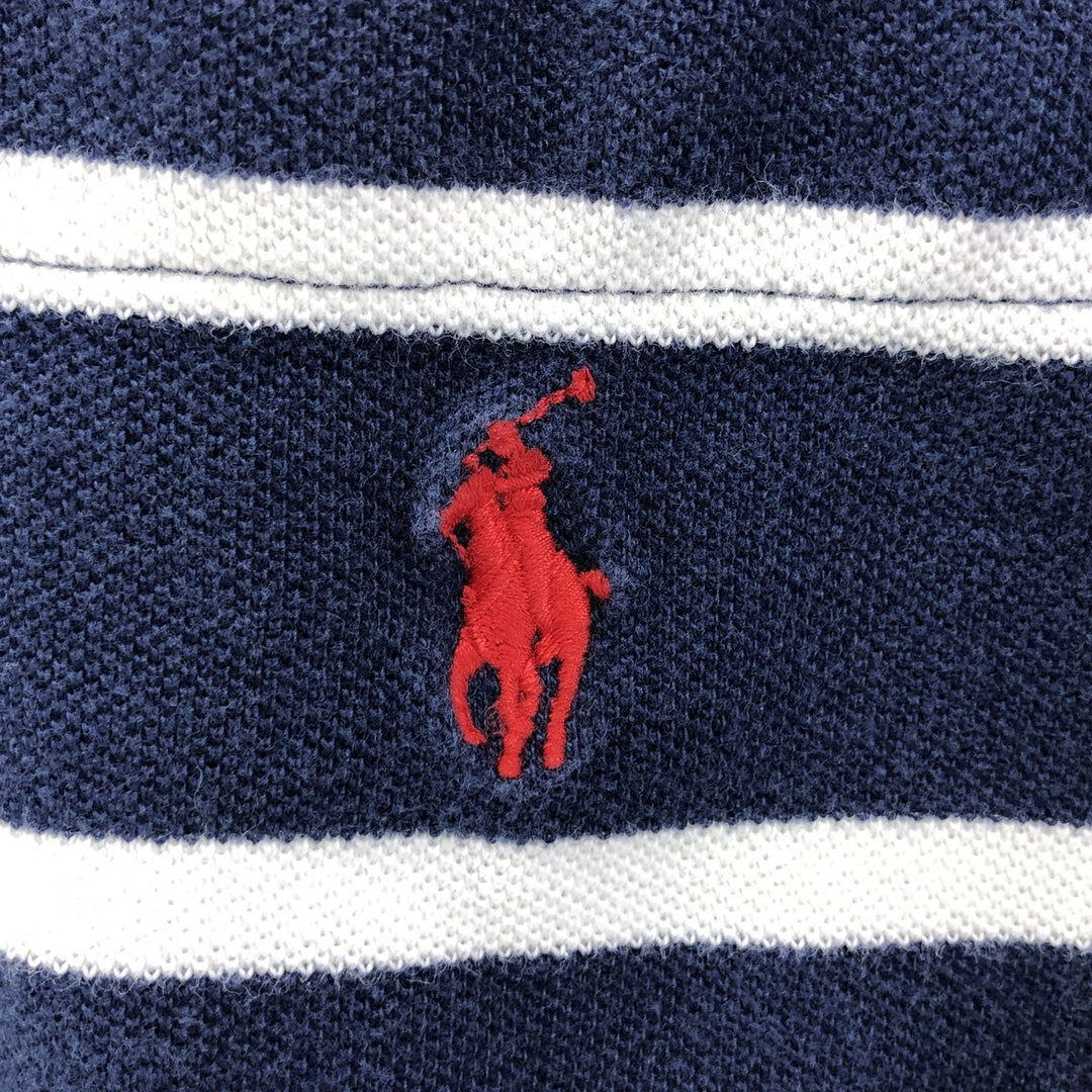 Ralph Lauren POLO by Ralph Lauren short sleeve striped polo shirt, men's XL size cotton navy blue type Vintage Second Hand