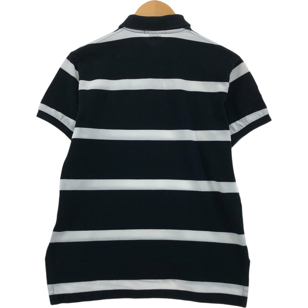 Ralph Lauren POLO by Ralph Lauren CUSTOM FIT short sleeve striped polo shirt men's size M cotton black type Vintage Second Hand