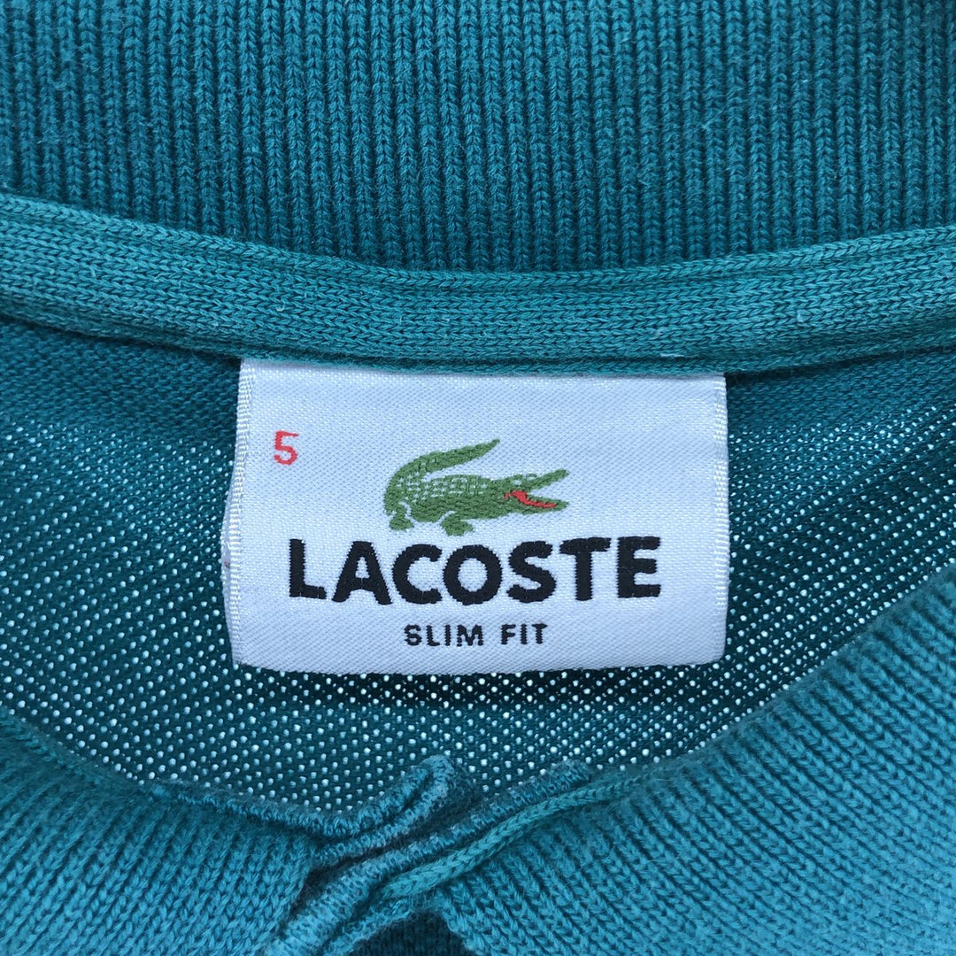 Lacoste LACOSTE SLIM FIT short sleeve polo shirt 5 men's L equivalent cotton green type Vintage Second Hand