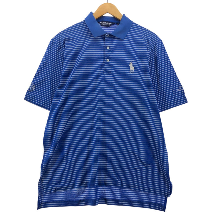 Ralph Lauren POLO GOLF Polo Golf short sleeve striped polo shirt men's size M Pima Cotton blue type Vintage Second Hand