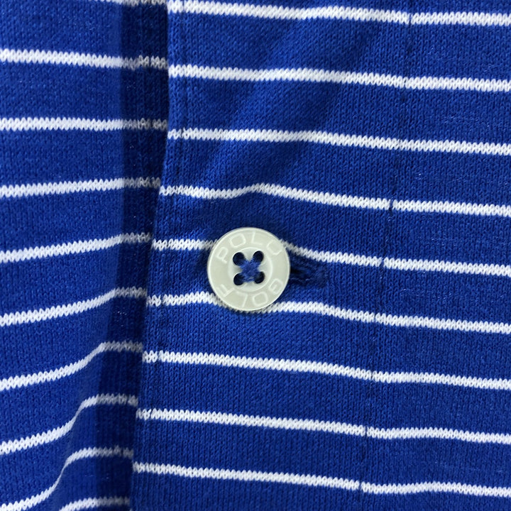 Ralph Lauren POLO GOLF Polo Golf short sleeve striped polo shirt men's size M Pima Cotton blue type Vintage Second Hand