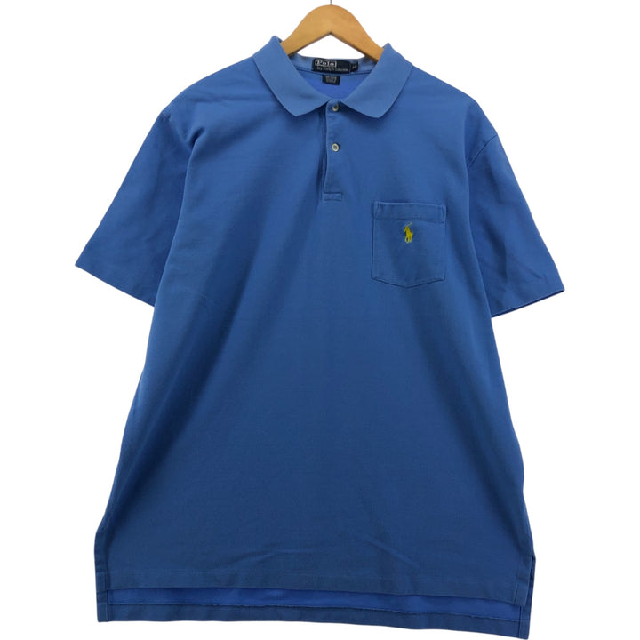 Ralph Lauren POLO by Ralph Lauren short sleeve polo shirt, men's XL size cotton Blue type light blue Vintage Second Hand