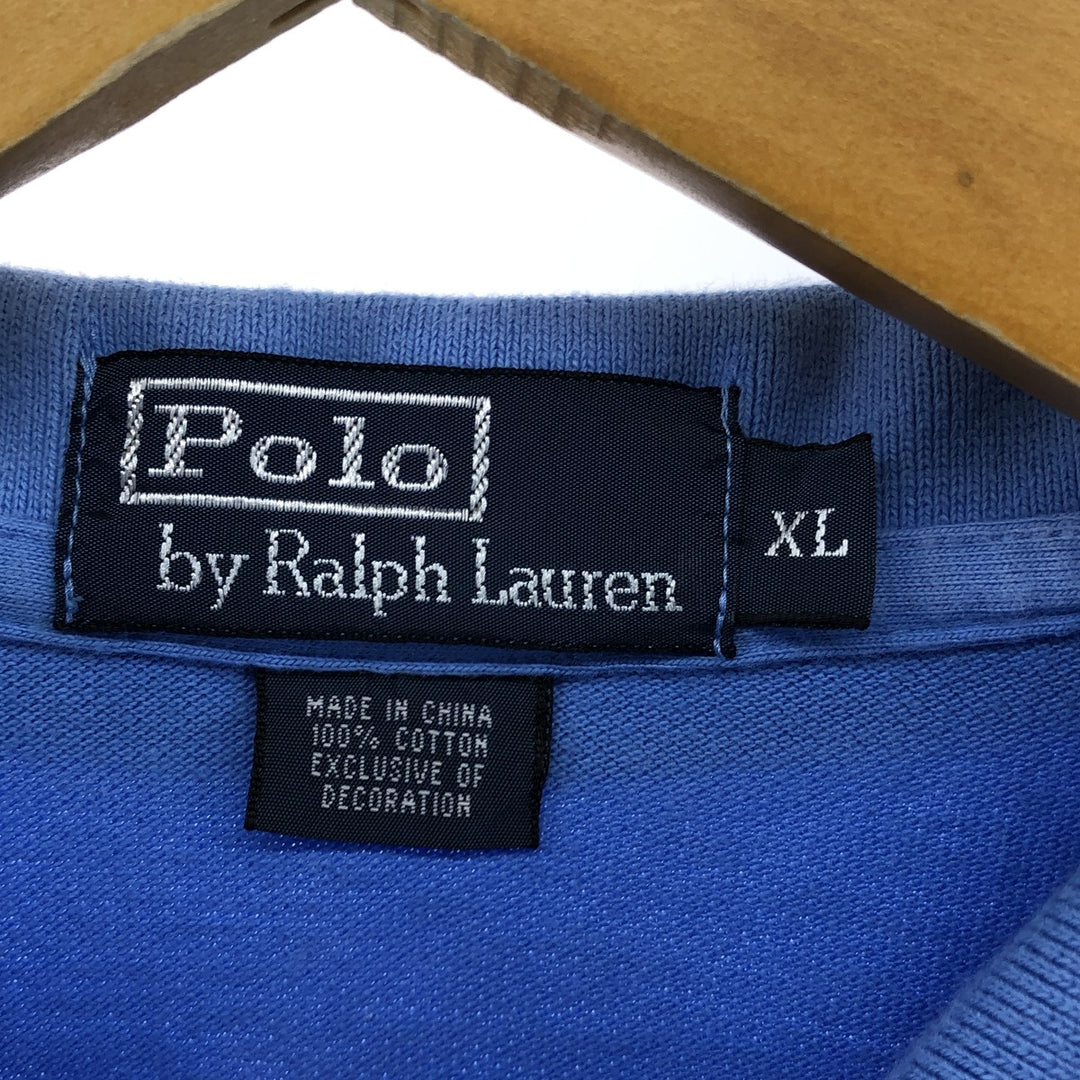 Ralph Lauren POLO by Ralph Lauren short sleeve polo shirt, men's XL size cotton Blue type light blue Vintage Second Hand