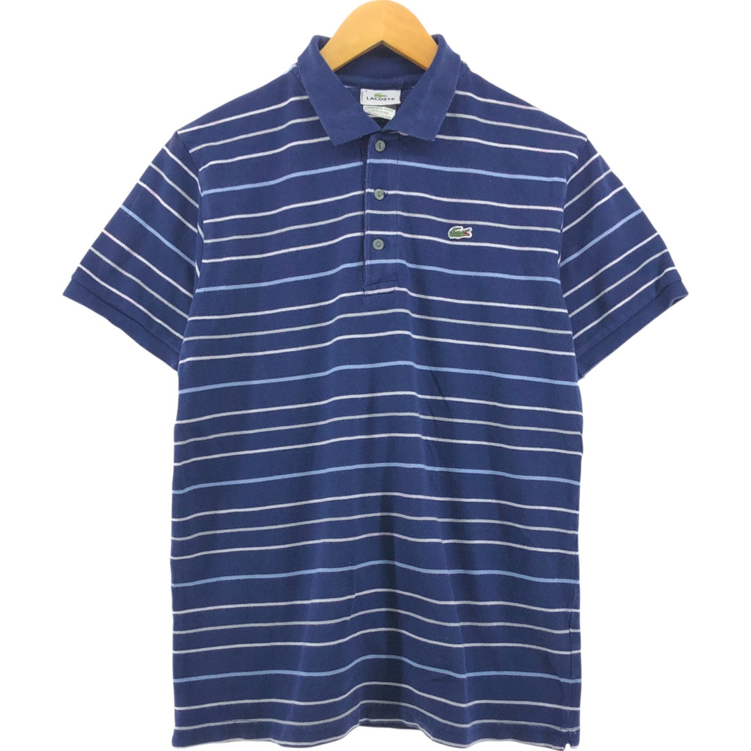 Lacoste LACOSTE Short Sleeve Striped Polo Shirt Size 5 Men's L cotton Navy blue Vintage Second Hand
