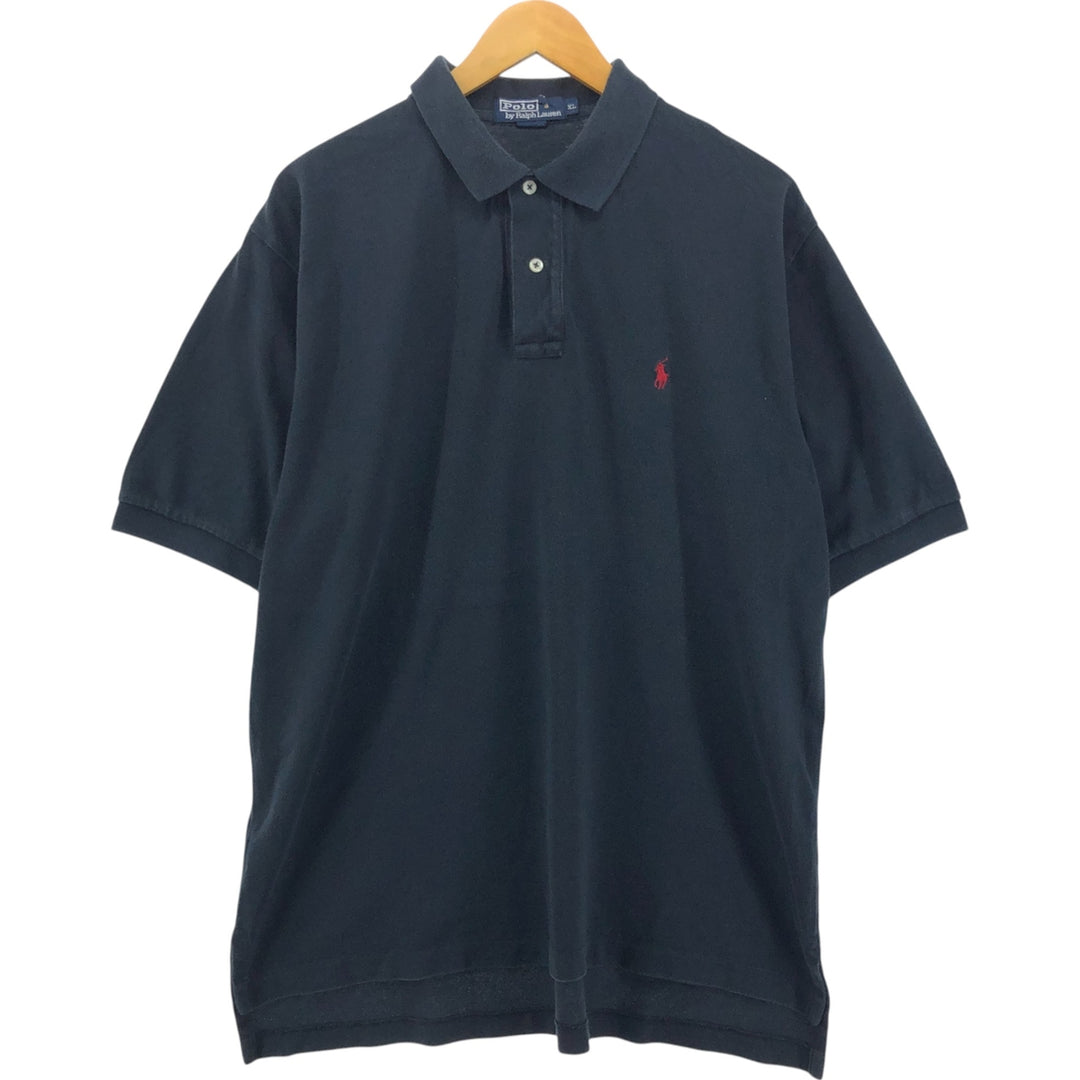 Ralph Lauren POLO by Ralph Lauren short sleeve polo shirt, men's XL size cotton black type Vintage Second Hand