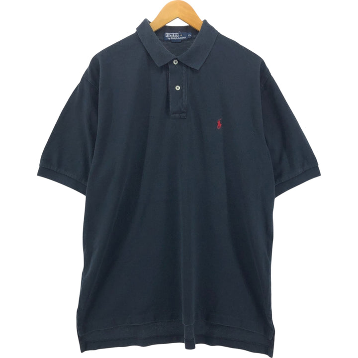 Ralph Lauren POLO by Ralph Lauren short sleeve polo shirt, men's XL size cotton black type Vintage Second Hand