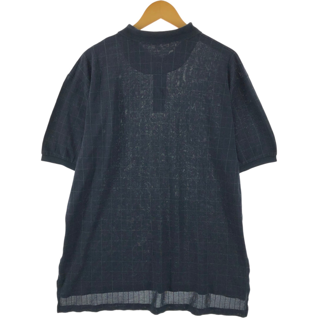 Ralph Lauren POLO by Ralph Lauren short sleeve check polo shirt, men's XL size cotton black type Vintage Second Hand