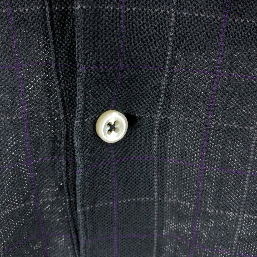 Ralph Lauren POLO by Ralph Lauren short sleeve check polo shirt, men's XL size cotton black type Vintage Second Hand