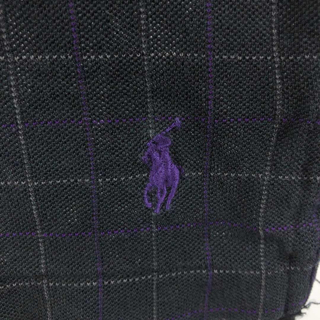 Ralph Lauren POLO by Ralph Lauren short sleeve check polo shirt, men's XL size cotton black type Vintage Second Hand