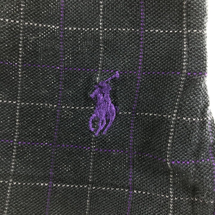 Ralph Lauren POLO by Ralph Lauren short sleeve check polo shirt, men's XL size cotton black type Vintage Second Hand