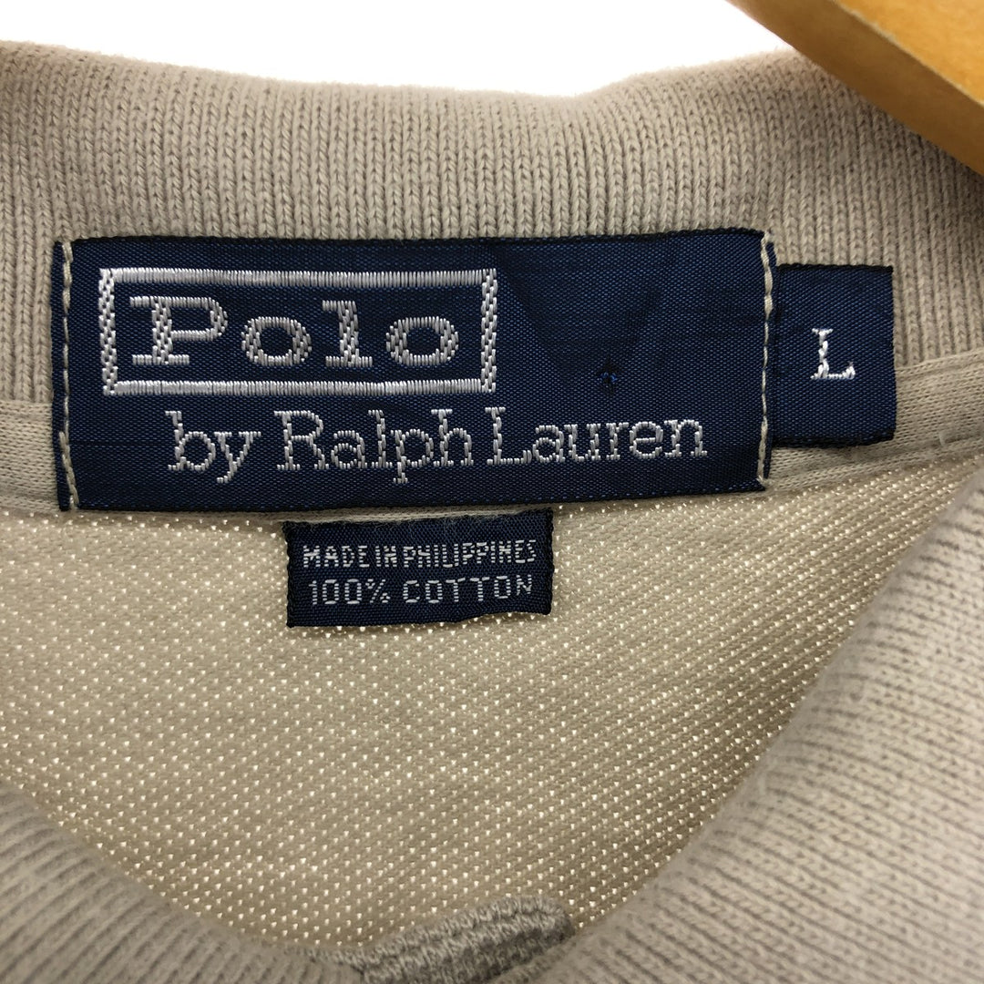 Ralph Lauren POLO by Ralph Lauren short sleeve polo shirt, men's size L cotton Khaki type beige Vintage Second Hand
