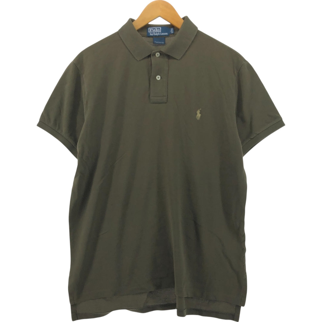 Ralph Lauren POLO by Ralph Lauren CUSTOM FIT short sleeve polo shirt, men's size L cotton Khaki type sage green Vintage Second Hand