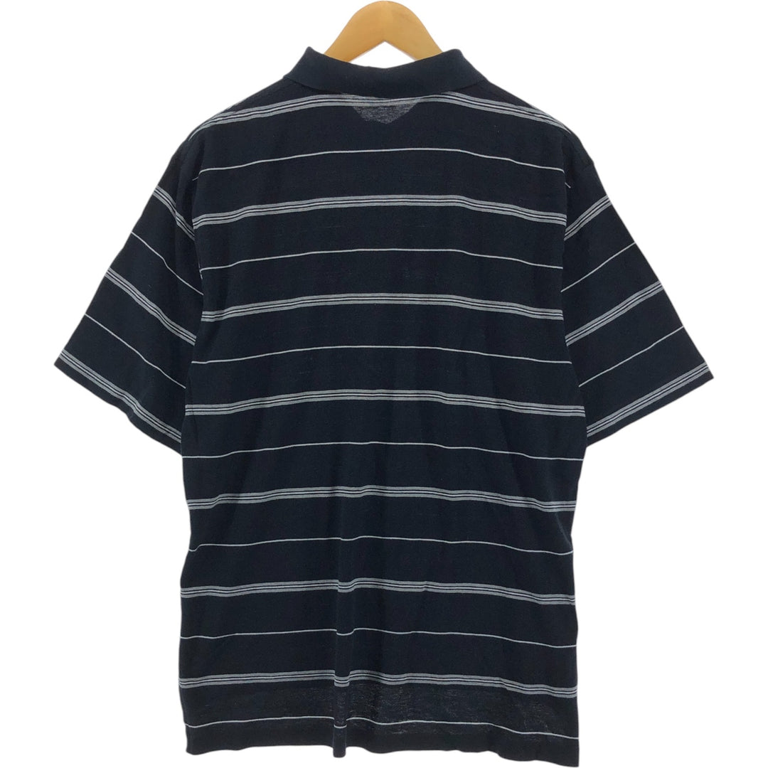 Ralph Lauren POLO GOLF Polo Golf short sleeve striped polo shirt men's size M Pima Cotton black type Vintage Second Hand