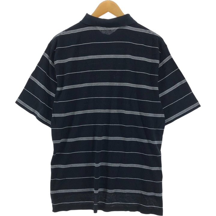 Ralph Lauren POLO GOLF Polo Golf short sleeve striped polo shirt men's size M Pima Cotton black type Vintage Second Hand