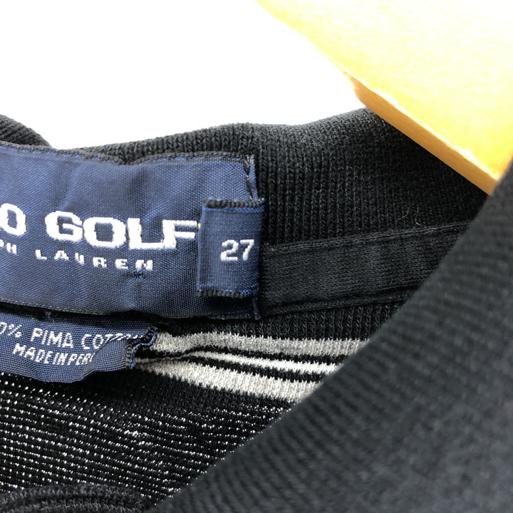 Ralph Lauren POLO GOLF Polo Golf short sleeve striped polo shirt men's size M Pima Cotton black type Vintage Second Hand