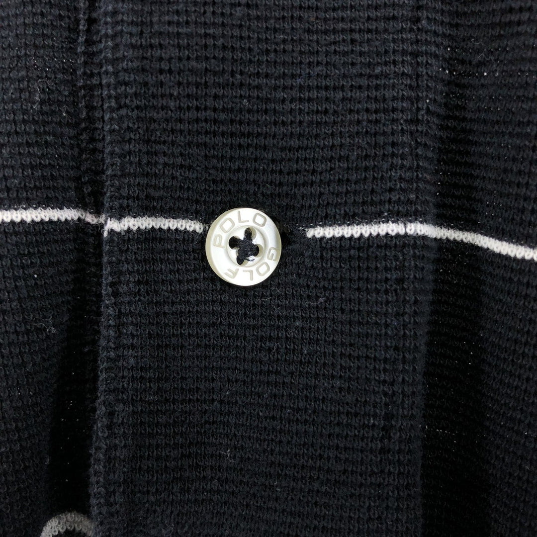 Ralph Lauren POLO GOLF Polo Golf short sleeve striped polo shirt men's size M Pima Cotton black type Vintage Second Hand