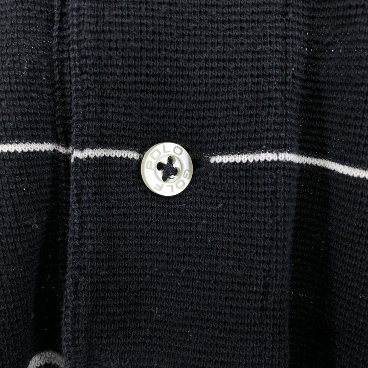 Ralph Lauren POLO GOLF Polo Golf short sleeve striped polo shirt men's size M Pima Cotton black type Vintage Second Hand
