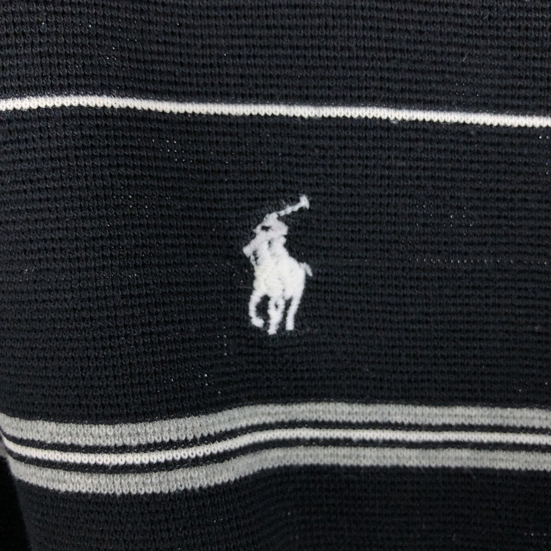 Ralph Lauren POLO GOLF Polo Golf short sleeve striped polo shirt men's size M Pima Cotton black type Vintage Second Hand