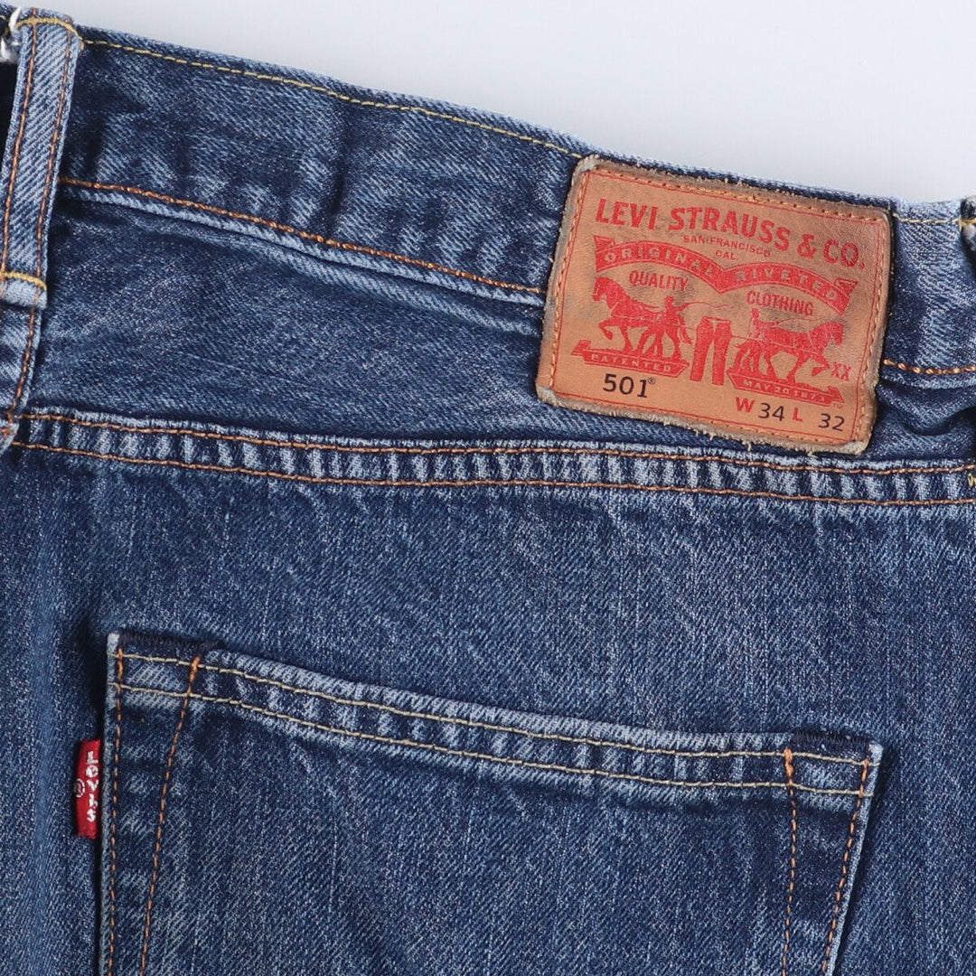 Levi's 501 straight denim pants for men, size W35 cotton Indigo Vintage Second Hand
