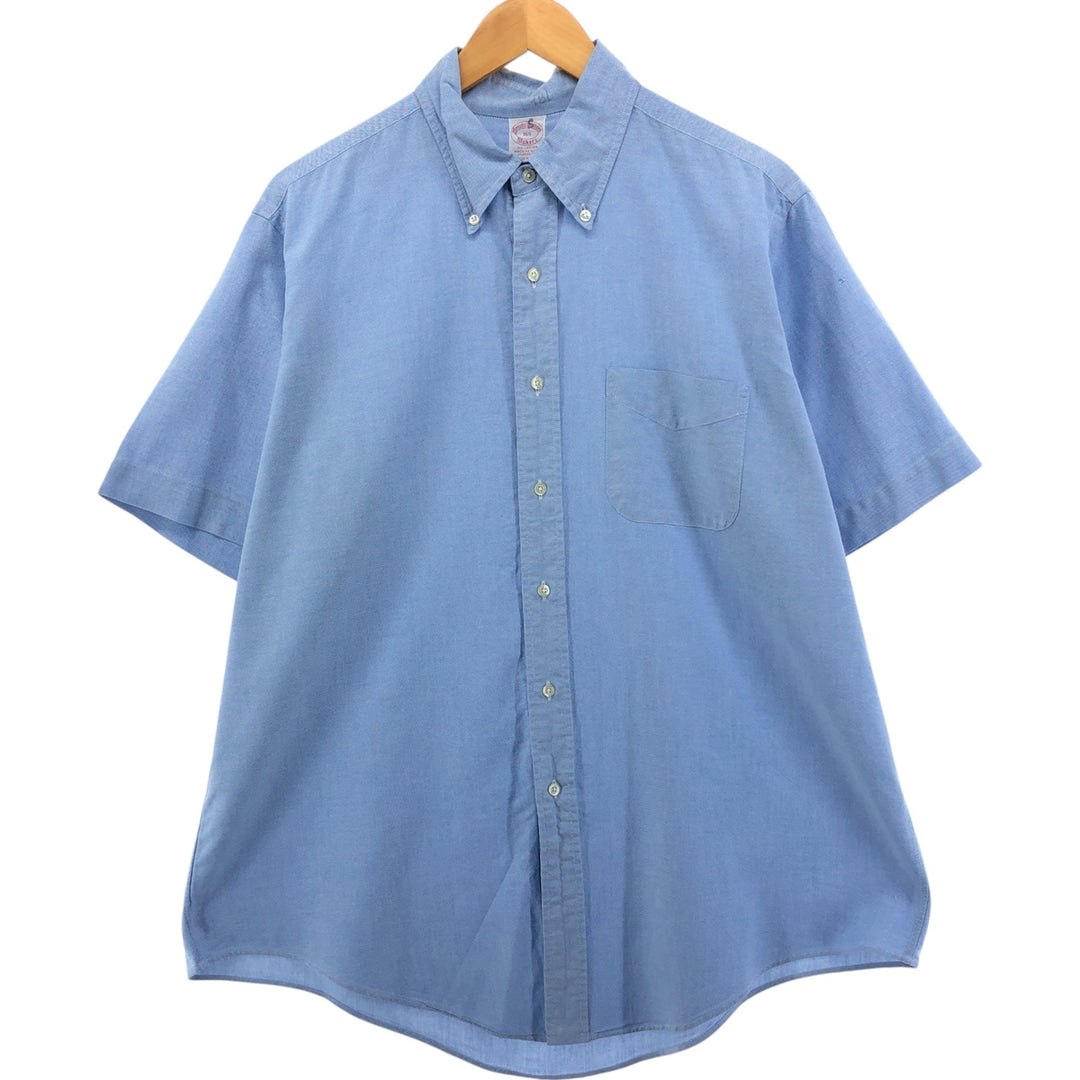 80s-90'S Brooks Brothers MAKERS Short Sleeve Button Down Shirt Made in USA Men's Size L Vintage cotton Blue type light blue Vintage Second Hand