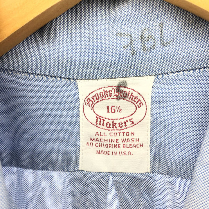 80s-90'S Brooks Brothers MAKERS Short Sleeve Button Down Shirt Made in USA Men's Size L Vintage cotton Blue type light blue Vintage Second Hand