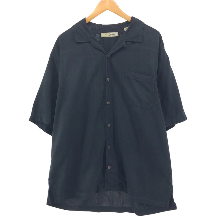 Tommy Bahama short sleeve open collar silk shirt, box shirt, men's size L silk black type Vintage Second Hand