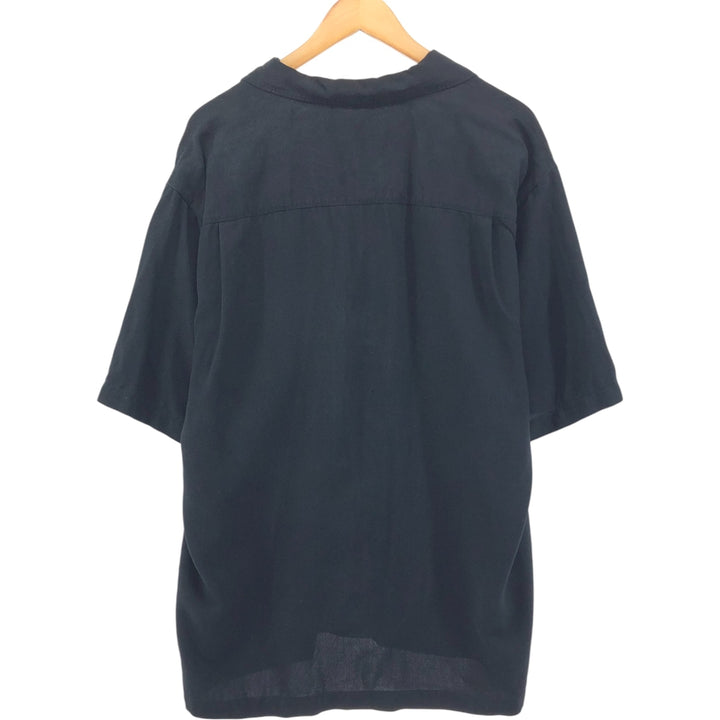 Tommy Bahama short sleeve open collar silk shirt, box shirt, men's size L silk black type Vintage Second Hand
