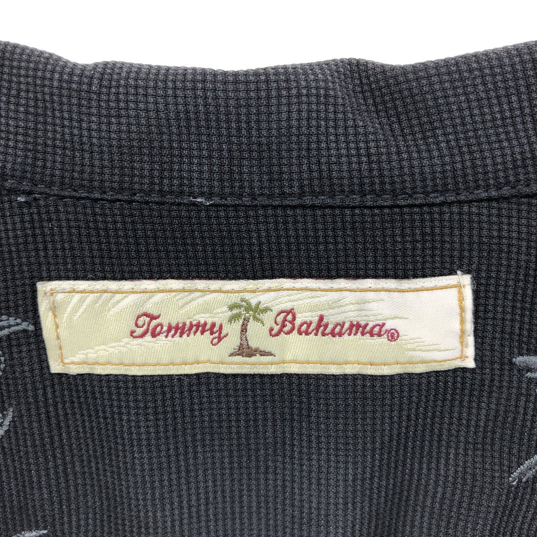 Tommy Bahama short sleeve open collar silk shirt, box shirt, men's size L silk black type Vintage Second Hand
