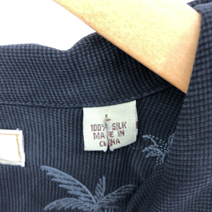 Tommy Bahama short sleeve open collar silk shirt, box shirt, men's size L silk black type Vintage Second Hand