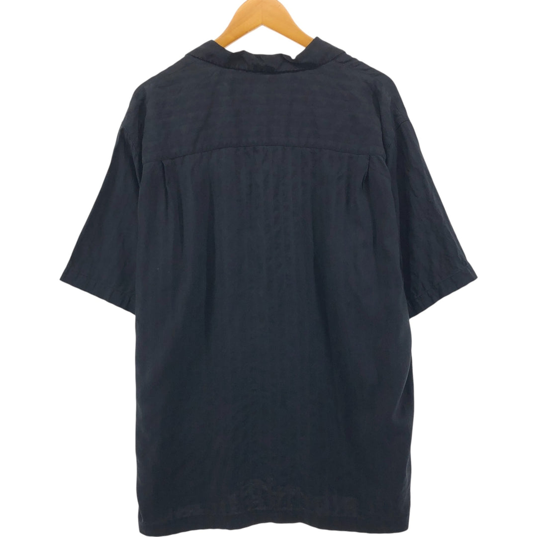 Tommy Bahama short sleeve open collar silk shirt, box shirt, men's XL size silk black type Vintage Second Hand