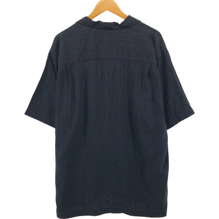 Tommy Bahama short sleeve open collar silk shirt, box shirt, men's XL size silk black type Vintage Second Hand