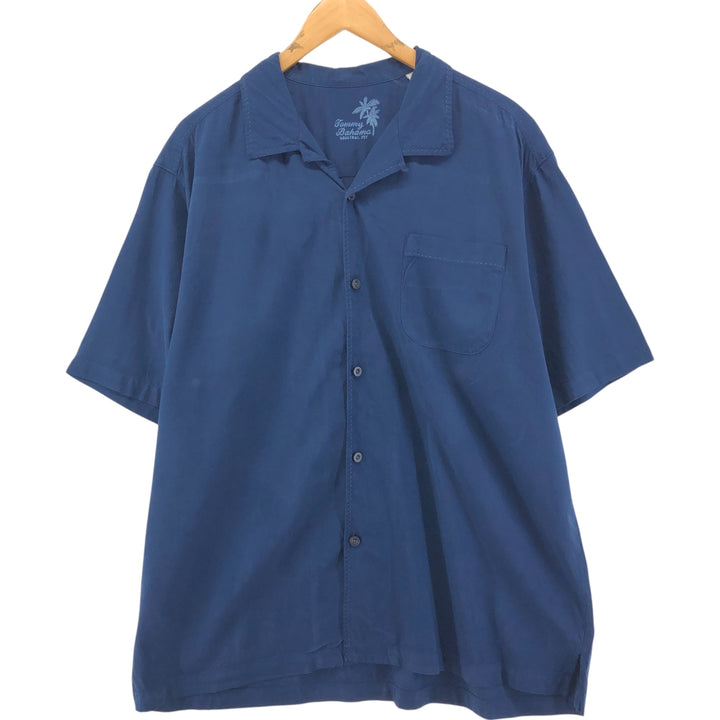 Tommy Bahama ORIGINAL FIT short sleeve open collar silk shirt box shirt men's XL size silk blue type Vintage Second Hand