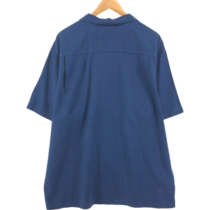 Tommy Bahama ORIGINAL FIT short sleeve open collar silk shirt box shirt men's XL size silk blue type Vintage Second Hand