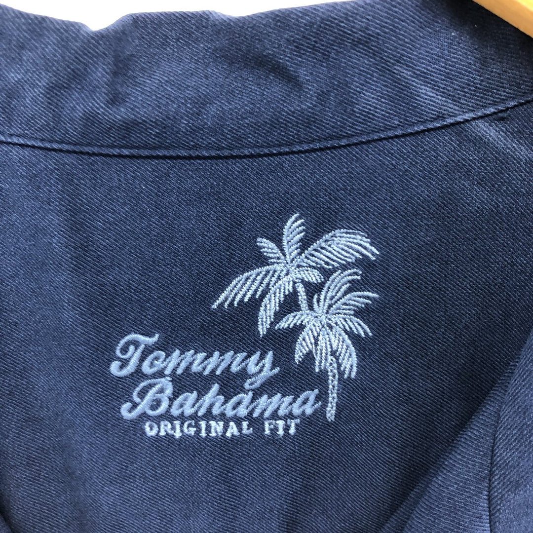 Tommy Bahama ORIGINAL FIT short sleeve open collar silk shirt box shirt men's XL size silk blue type Vintage Second Hand