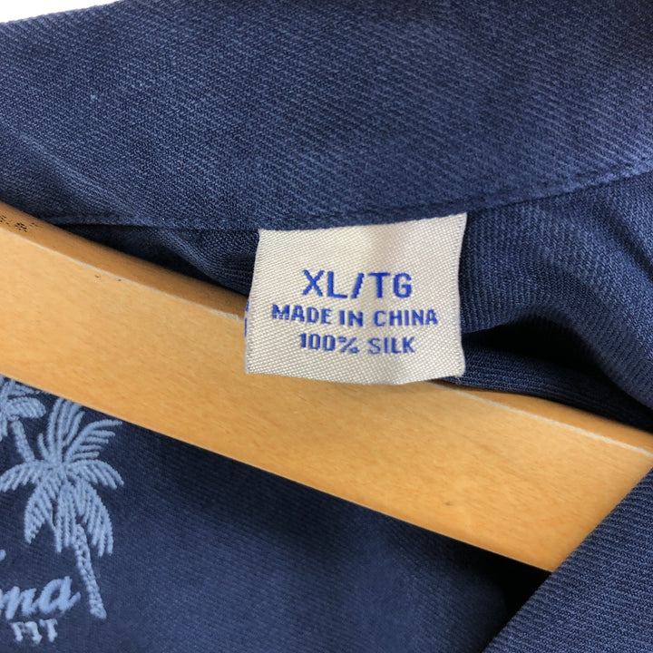 Tommy Bahama ORIGINAL FIT short sleeve open collar silk shirt box shirt men's XL size silk blue type Vintage Second Hand
