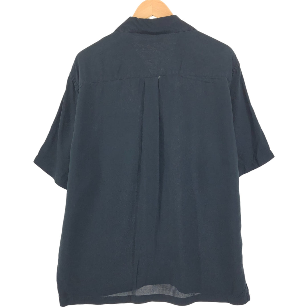PERRY ELLIS Box Shirt, Short Sleeve, Open Collar, Silk Shirt, Men's Size L silk black type Vintage Second Hand