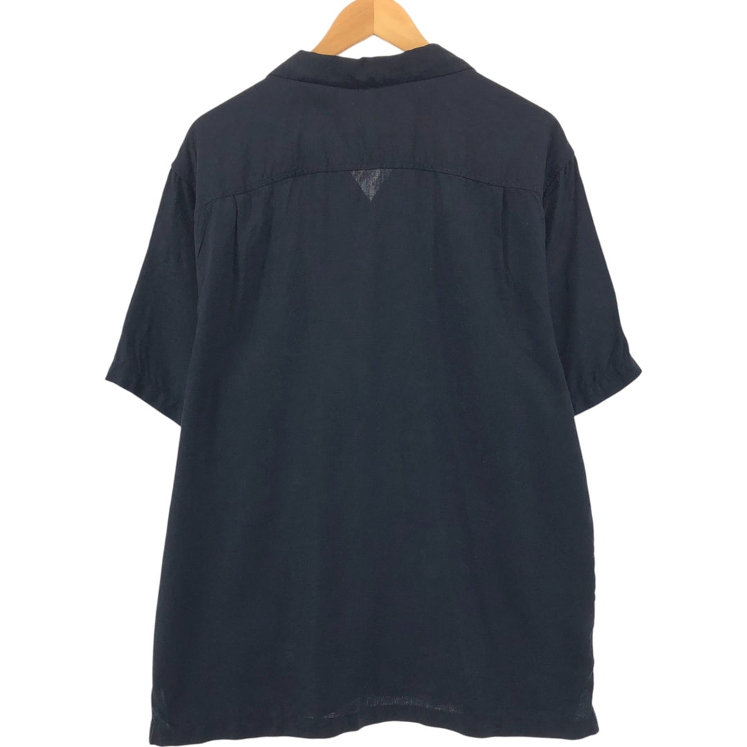 Tommy Bahama short sleeve open collar silk shirt, box shirt, men's XL size silk black type Vintage Second Hand