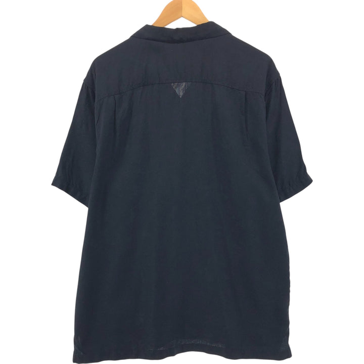 Tommy Bahama short sleeve open collar silk shirt, box shirt, men's XL size silk black type Vintage Second Hand