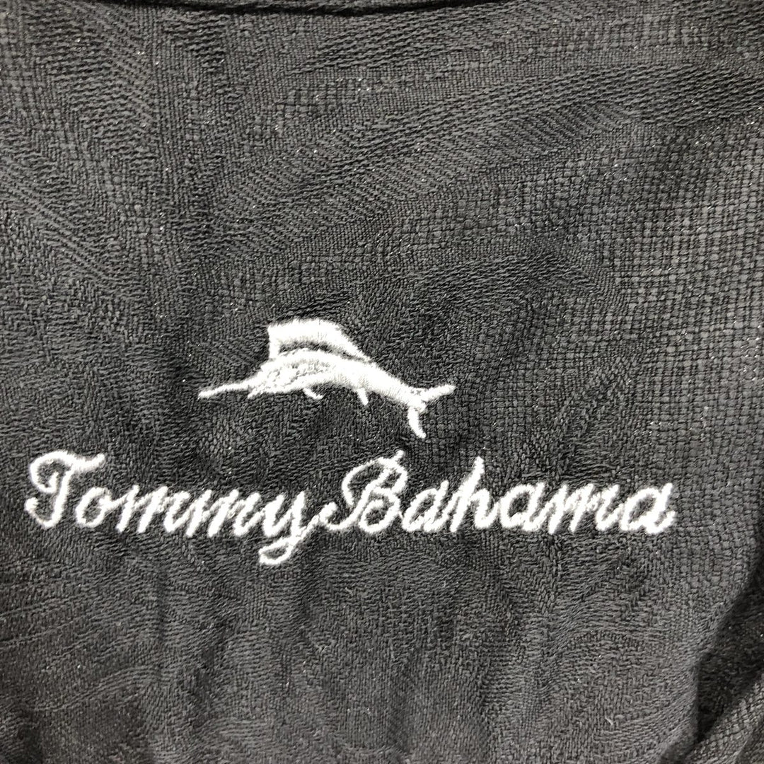 Tommy Bahama short sleeve open collar silk shirt, box shirt, men's XL size silk black type Vintage Second Hand