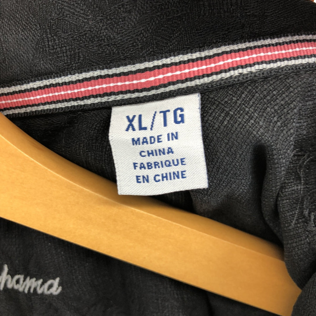 Tommy Bahama short sleeve open collar silk shirt, box shirt, men's XL size silk black type Vintage Second Hand
