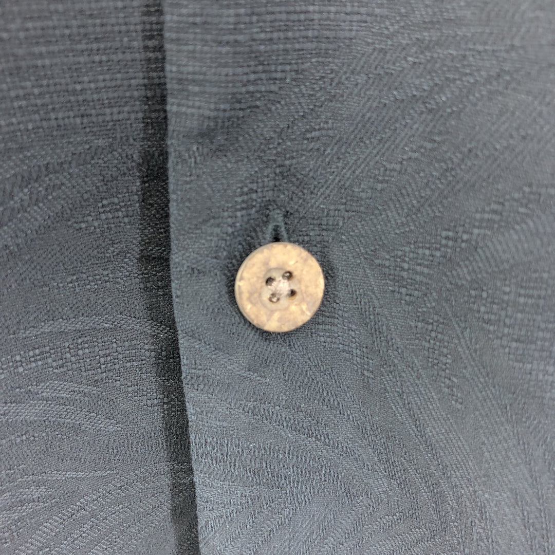 Tommy Bahama short sleeve open collar silk shirt, box shirt, men's XL size silk black type Vintage Second Hand