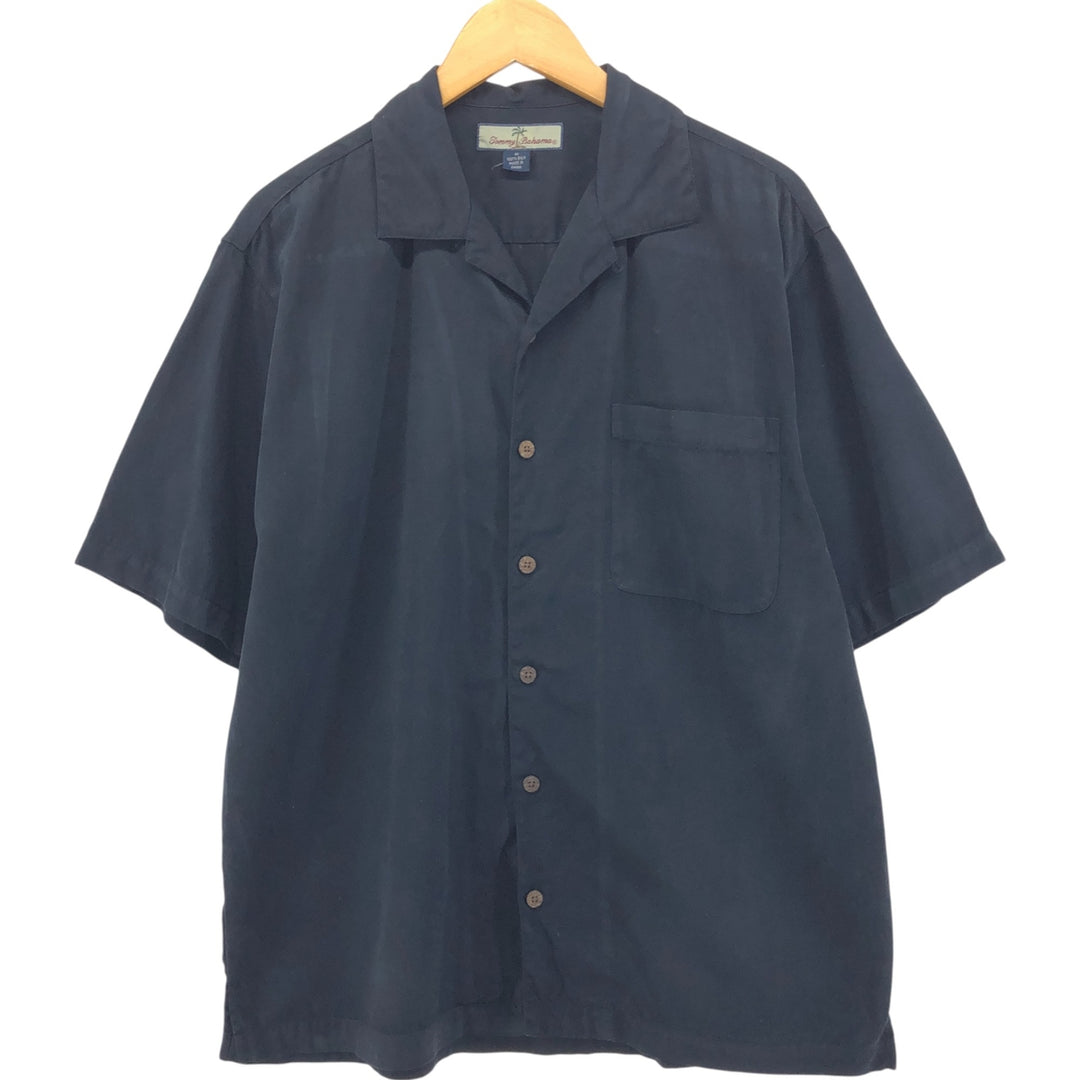 Tommy Bahama short sleeve open collar silk shirt, box shirt, men's M size silk black type Vintage Second Hand