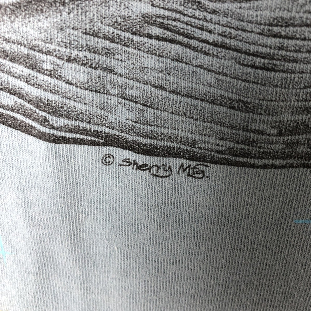 90'S Sherry's Best Animal Pattern Ringer T-shirt Made in USA Men's L size Short sleeve Vintage cotton Blue type light blue Vintage Second Hand