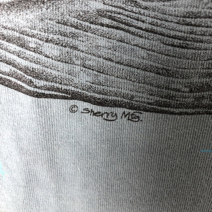 90'S Sherry's Best Animal Pattern Ringer T-shirt Made in USA Men's L size Short sleeve Vintage cotton Blue type light blue Vintage Second Hand