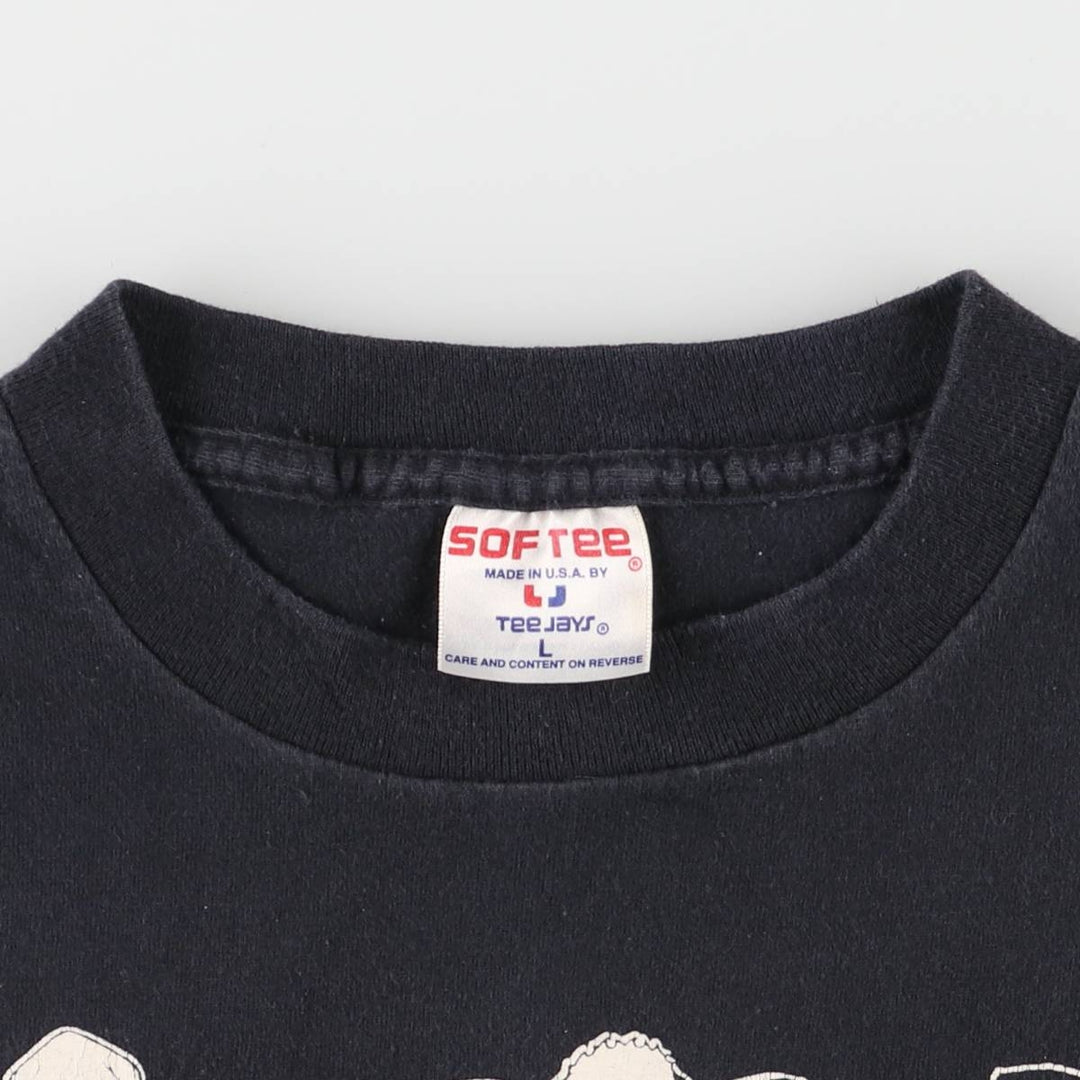 90'S SOFTEE Cow Print Animal T-Shirt Made in USA Men's Size L Vintage cotton black type Vintage Second Hand